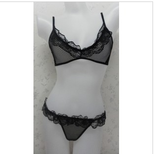 Black Sexy Bra Set Water Drop Design