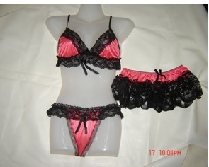 Black & Red Sexy Sheer Bra & Mini Skirt