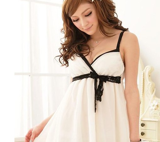 White Chiffon Halter Babydoll