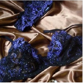 Gauze Emboridery Beading Wheel Gather Sexy Bra Sets