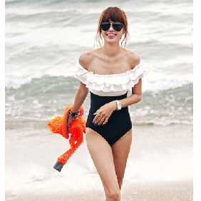 Sexy Lovely Strapless Beach White Black Swimwear